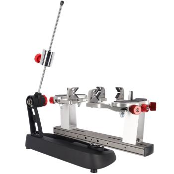 Gamma Momentum 6 stringing machine – angled rear-right view with tension arm and 6-point clamping system